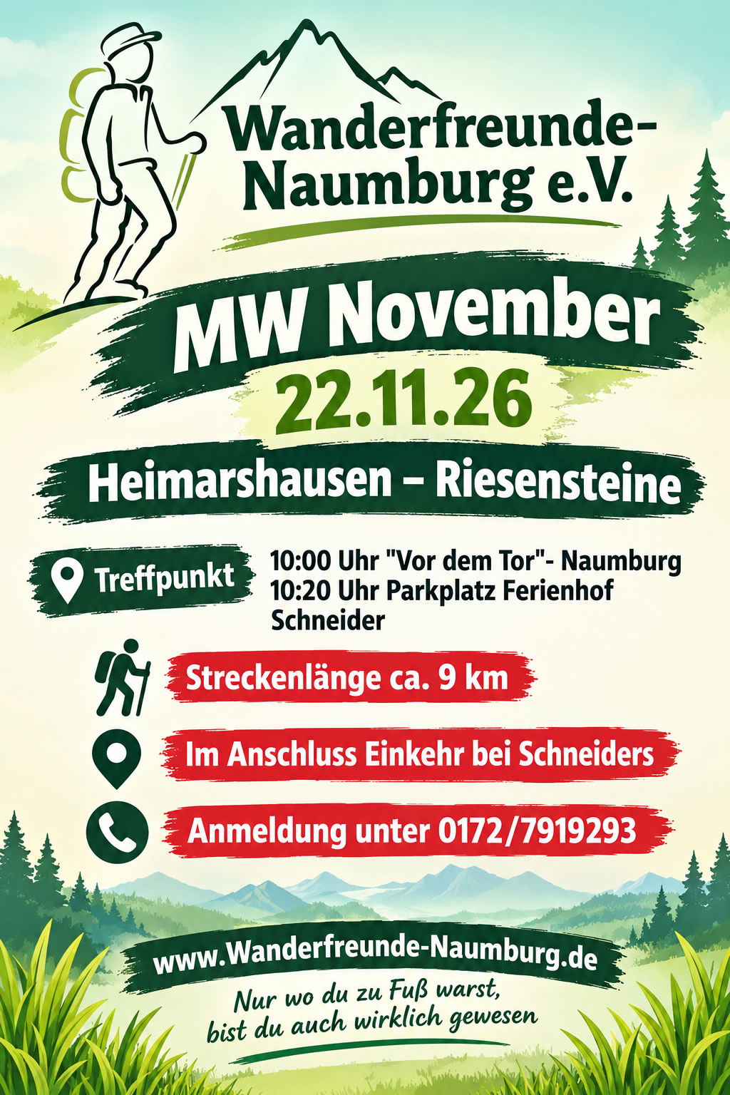 Ankündigung Monatswanderung November 2026 Ankündigung Monatswanderung November 2026